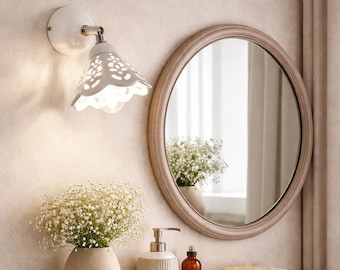 VOLTERRA – Chromowany kinkiet ścienny z białej ceramiki – elegancka lampa ścienna vintage, dekoracyjne oświetlenie do salonu– Made in Italy