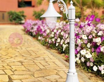AURORA Outdoor garden lamp h. 100cm. with Classic White Lantern in Aluminum IP43 - Made in Italy