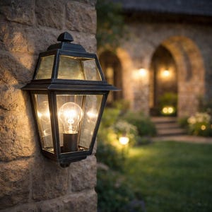 ARTEMIDE Halbquadratische Laterne – Klassische Außenwandleuchte aus Aluminium, Schutzart IP43, schwarz-grüne Dekoration, hergestellt in Italien