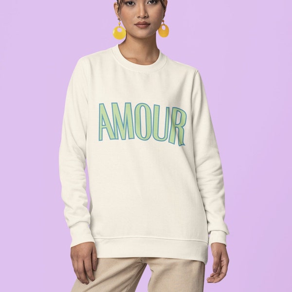 Amour Unisex Lightweight Crewneck Sweatshirt for Women Cute Sweater for Her Trendy Gift For Her Gift For Him