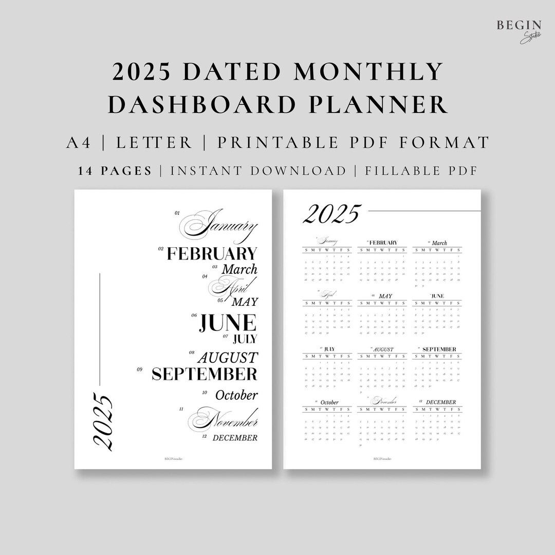 2025 Dated Planner Dashboard Printable Planner Dividers Etsy