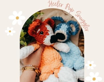 Mini Blue Heeler Knotted Snuggler | Handmade Puppy Snuggler | Crochet Blue Heeler | Crochet Gifts for Kids