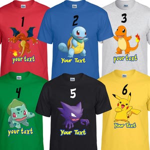 Personalized Pocket Monsters Characters, Japan Animal Movie Fan Matching T-Shirt, Cute Pet Character, Family Vacation Trip Matching Outfit