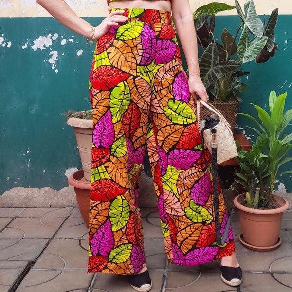 Pantalon large en tissu wax africain, pantalon Kelly taille 4, échantillon de vente