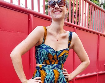 Bralette Top in African Wax Cloth, Camilla Top Cut to Order