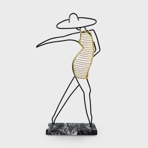 Metal Tabletop Decor Wire Art Minimalist Abstract Style, Metal Decor, Office Decor Gift Women's fashion gold metal dress, Bending Wire