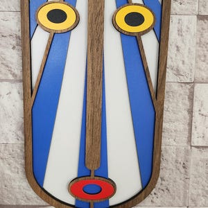 African MASK Wall Decor Wooden  Modern Abstract Wooden Wall  - Geometric Face Art - Handmade Home Decor