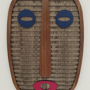 African Mask Large Wall Decor Wooden Modern Abstract Wooden Wall African Face Art - Handmade Painted Home Decor 3D Wall Bamboo