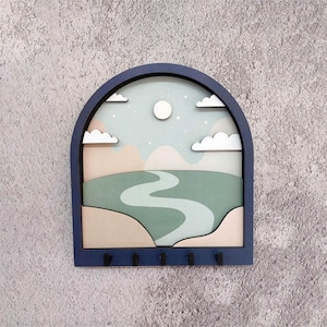 3D Cloudy Wooden Key Holder for home Entryway Organizer Key for Home Decor Wall Mounted Key Rack Cute Minimalist organizer with hooks