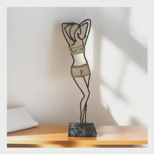 Metal Tabletop Decor Wire Art Minimalist Abstract Style, Metal Decor, Office Decor Gift Women's Balerina, Bending Wire Handmade Sculpture