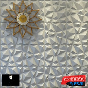 3D Wall Panel – Modern Geometric PVC Wall Decor – DIY Home Improvement – White Matte Flexible Panel – 50x50 cm Paintble Wall Panel Diamond