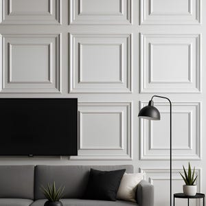 3D Wall Panels Modern Geometric PVC Wall Decor – DIY Home Improvement – Black Matte Flexible Panel – 50x50 cm Paintable Wall Square Panel