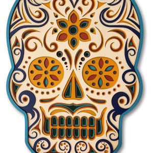 3D Skull Wall Decor Floral Skull Embroidered Wooden Skull Wall Art Skull Painting for wall