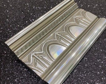 Silver Art Deco Crown Molding, Luxury Ceiling Trim, Ornamental Wall Moulding, Palace Style Cornice, 94.5 Inch