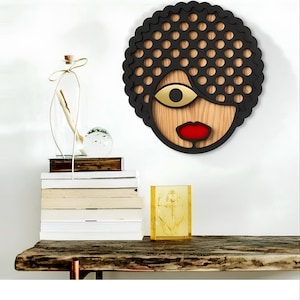 African Face Art for wall Wall Decor Wooden Modern Abstract Wooden Wall Wooden   - Geometric Face Art - Handmade Home Decorative object