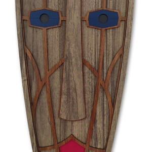 Geometric African Mask Wall Art: Modern Abstract Wood Decor