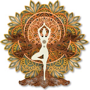 Wooden Mandala Chakra Wall Art: Sacred Geometry, Yoga Decor