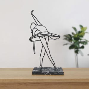 Metal Tabletop Decor Wire Art Minimalist Abstract Style, Metal Decor, Office Decor Gift Women's Balerina, Bending Wire Handmade