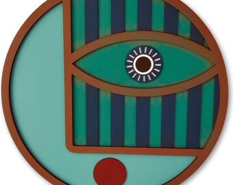XL 3D Evil Eye Wall Decor: Geometric Wood Art (20.4&quot; x 20.4&quot;)