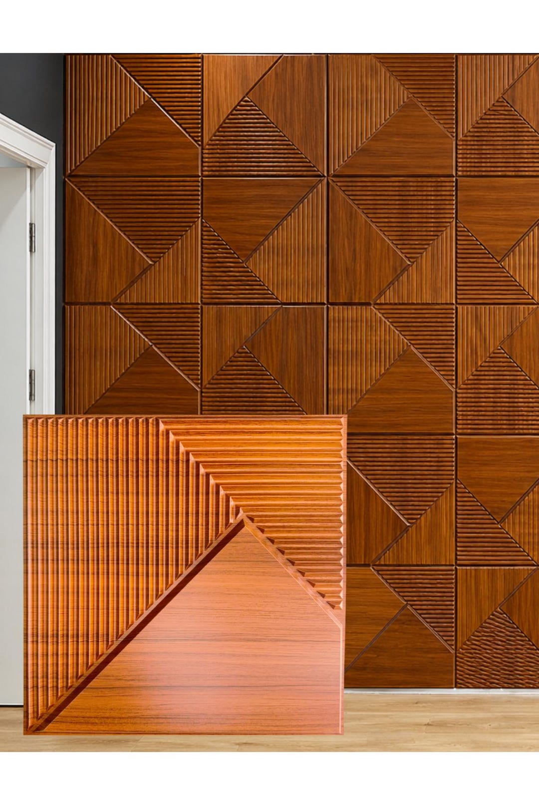 3D Acoustic Wood Wall Panels, Geometric PVC Wall Decor, Sound Absorbing ...