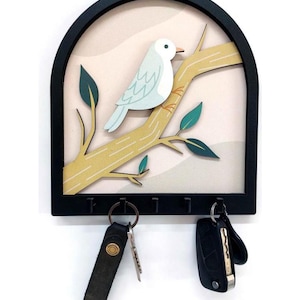 Wooden Bird Key Holder for home Entryway Organizer Key for Home Decor Wall Mounted Key Rack Minimalist organizer with hooks Key Hangers