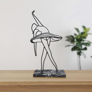 Metal Tabletop Decor Wire Art Minimalist Abstract Style, Metal Decor, Office Decor Gift Women's Balerina, Bending Wire Handmade  GOLD