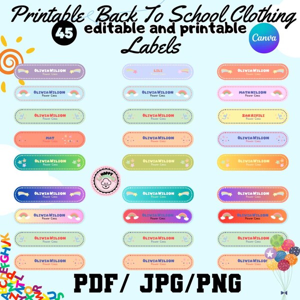 Back to School Clothing Labels Etsy