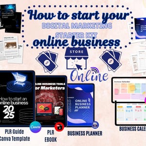 Online Business Starter Kit: PLR/MRR Ebook, Planner, Canva Template