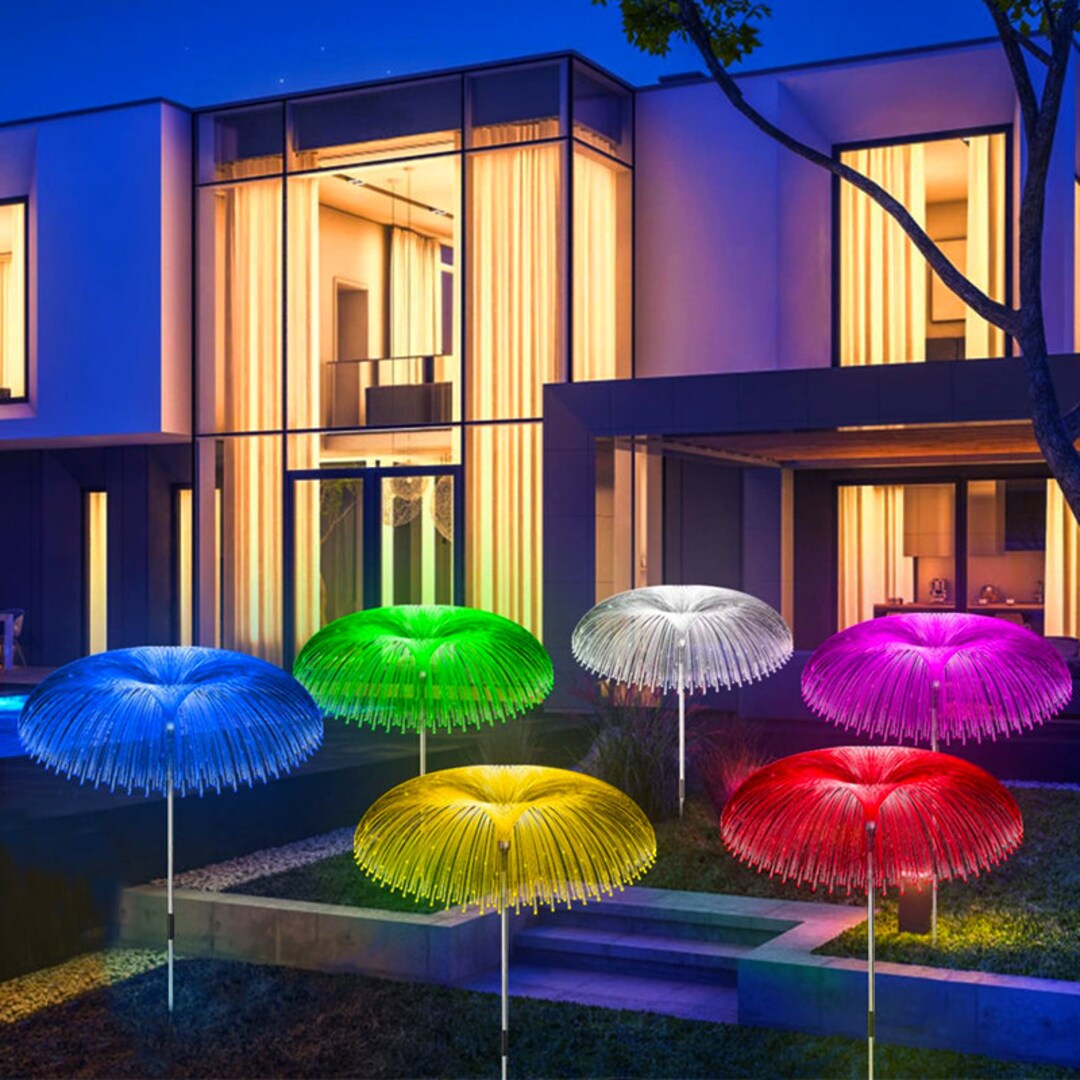 Solar LED Jellyfish Lights 7 Color Change Waterproof Etsy