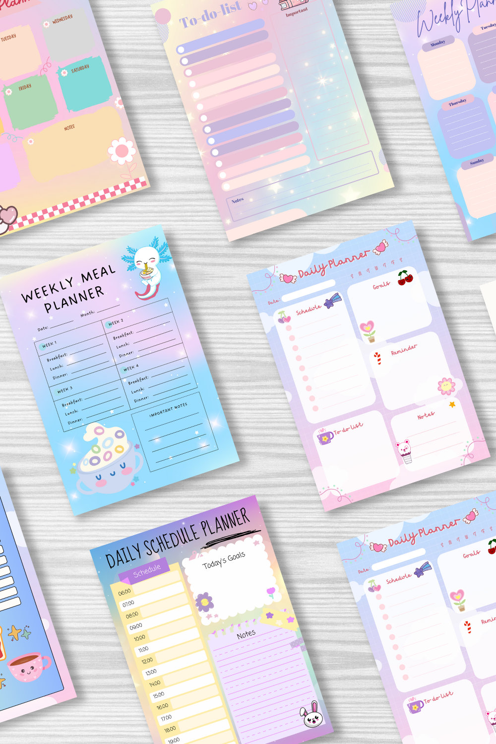 Pastel Kawaii Planner Bundle | Kawaii, Witch, Weekly, Daily Planner ...