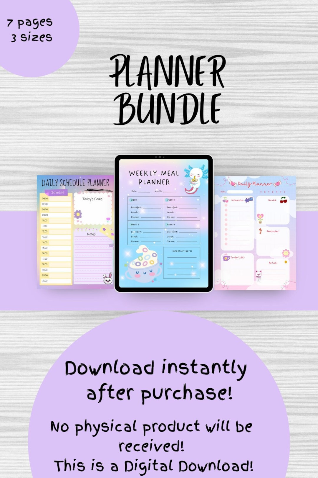 Pastel Kawaii Planner Bundle | Kawaii, Witch, Weekly, Daily Planner ...