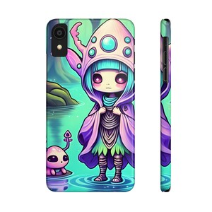 Kawaii Alien Phone Case, Cute Phone Case, iPhone Max, Slim Case, iPhone Mini, Cute Phone Case, Pastel Phone Case, Halloween Christmas,Cosmic