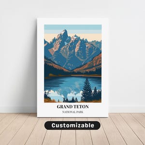 Grand Teton, Nationalpark Reise Leinwand, Grand Teton, Nationalpark Reiseplakat, Benutzerdefinierte Leinwand, Plakatwandkunst, Reisekunst,