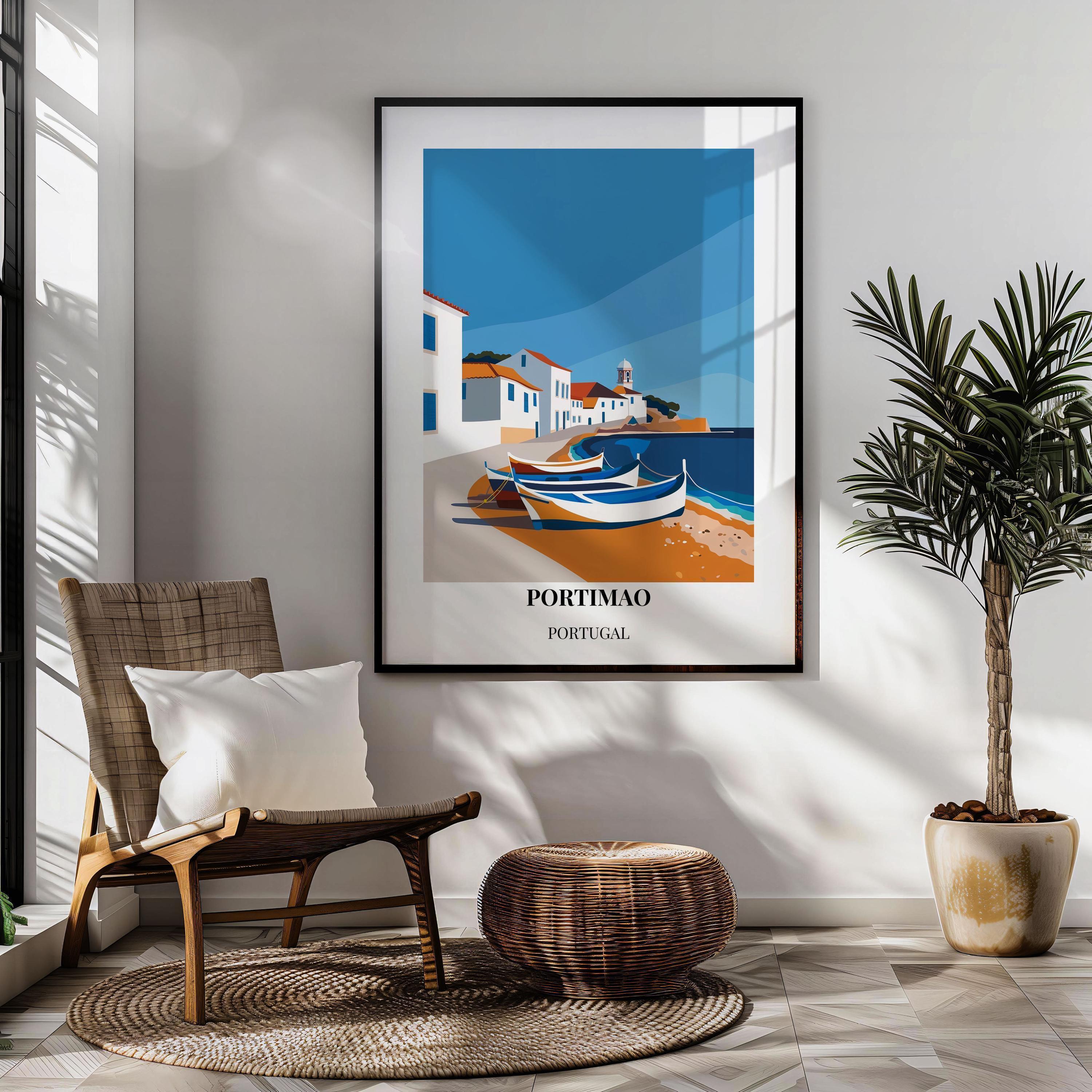 Travel Wall Art: Portimao Portugal Poster - Canvas, Framed