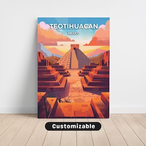 Teotihuacan, Messico - Poster di viaggio su tela, Teotihuacan, Messico, Tela personalizzata, Poster da parete, Arte di viaggio, Download digitale