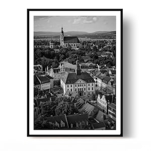 Weimars skyline Poster Tyskland Resetryck svartvit Väggkonst Heminredning Gåva
