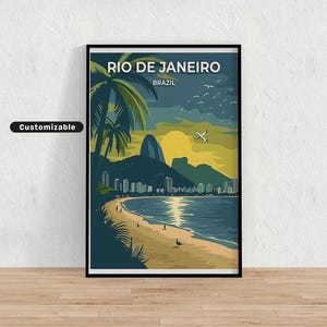 Affiche de voyage à Rio de Janeiro, Brésil, affiche de voyage à Rio de Janeiro, Brésil, affiche personnalisée, affiche d&#39;art mural, art de voyage, téléchargement numérique