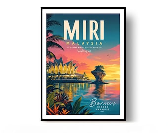 Miri Poster Malaysia Travel Print Vintage Wall Art Home Decor Gift