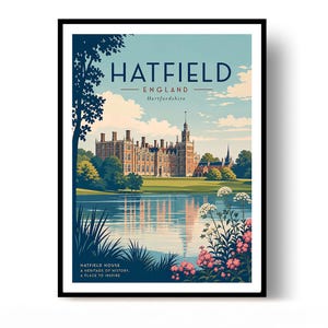Hatfield Poster England Resetryck Vintage Väggkonst Heminredning Gåva