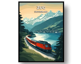 Póster de Zug, Suiza - Arte mural de viaje, enmarcado o archivo digital