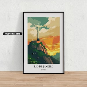 Affiche de voyage à Rio de Janeiro, Brésil, affiche de voyage à Rio de Janeiro, Brésil, affiche personnalisée, affiche d&#39;art mural, art de voyage, téléchargement numérique