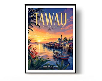 Tawau Poster Malaysia Travel Print Vintage Wall Art Home Decor Gift