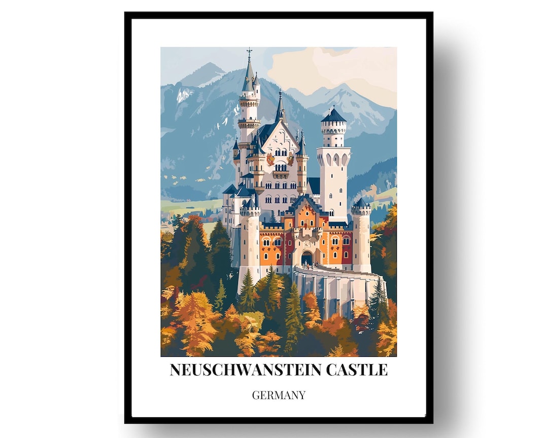 Travel Wall Art: Neuschwanstein Castle Germany - Framed Poster or