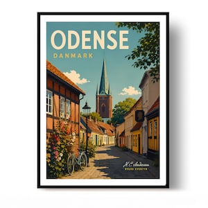 Odense Poster, Odense Print, Travel Poster, Danmark Poster, Wall Decor