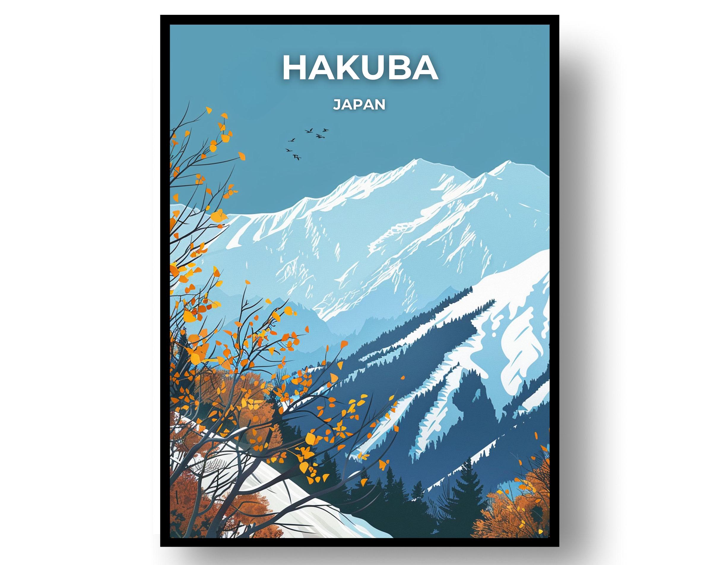 馬・No.009／「HAKU 」グラフィックアートポスター Hakuba Japan Travel Poster: Framed or Digital Download - Etsy
