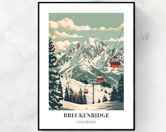 Breckenridge Travel Print, Breckenridge Ski Poster, Colorado Ski Poster, Breckenridge Digital Download, Ski Resort Print
