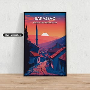 Sarajevo, Bosnia and Herzegovina Travel poster , Sarajevo, Bosnia and Herzegovina Travel poster, Custom poster, Poster Wall Art , Travel Art