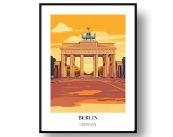 Póster del Muro de Berlín, diseño minimalista de viaje (enmarcado o digital)