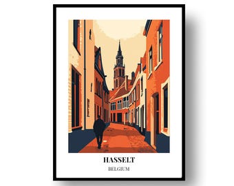 Póster de viaje de Hasselt, Bélgica: arte mural enmarcado o digital