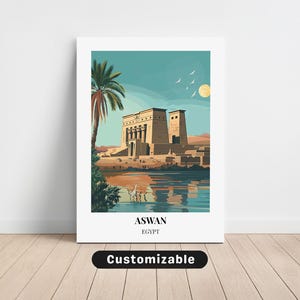 Lienzo de viaje a Asuán, Egipto, póster de viaje a Asuán, Egipto, lienzo personalizado, póster de pared, arte de viaje, descarga digital